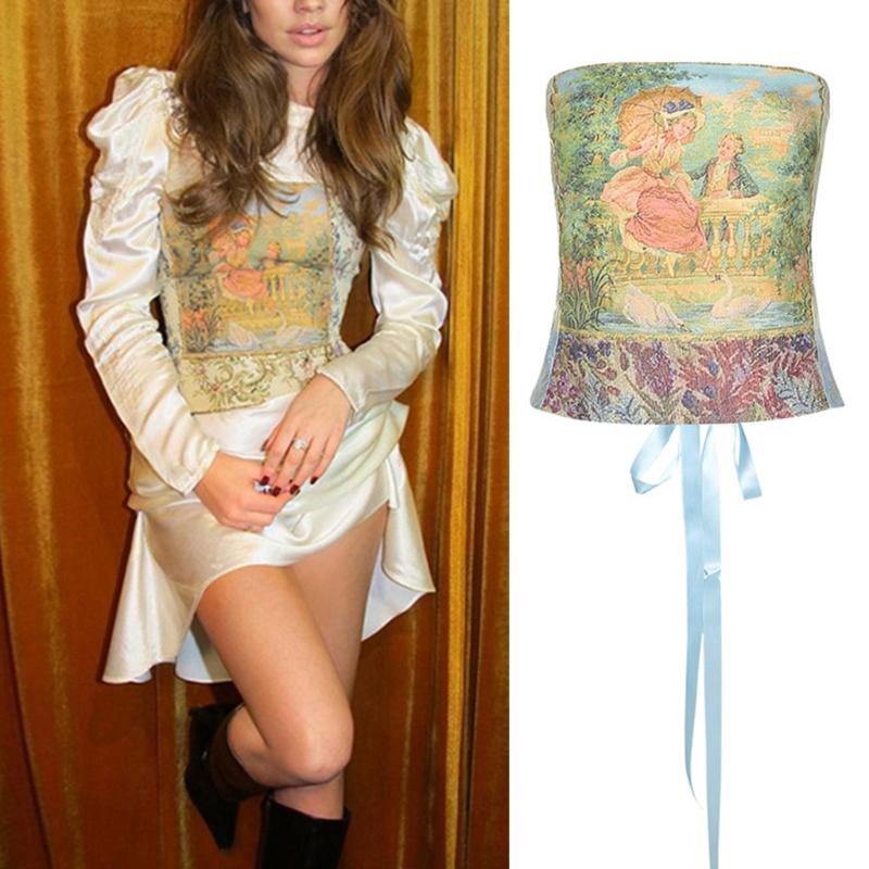 Women' Tanks & Camis Women Sexy Strapless Bustier Crop Top Retro European Painting Print Corset Bandeau Criss Cross Lace-Up Backless Aesthe, Green
Women' Tanks & Camis Women Sexy Strapless Bustier Crop Top Retro European Painting Print Corset Bandeau Criss Cross Lace-Up Backless Aesthe, Green