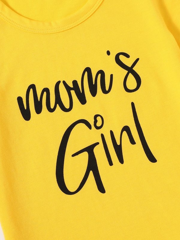 Toddler Girls Slogan Graphic Tee & Cheetah Pants SHE