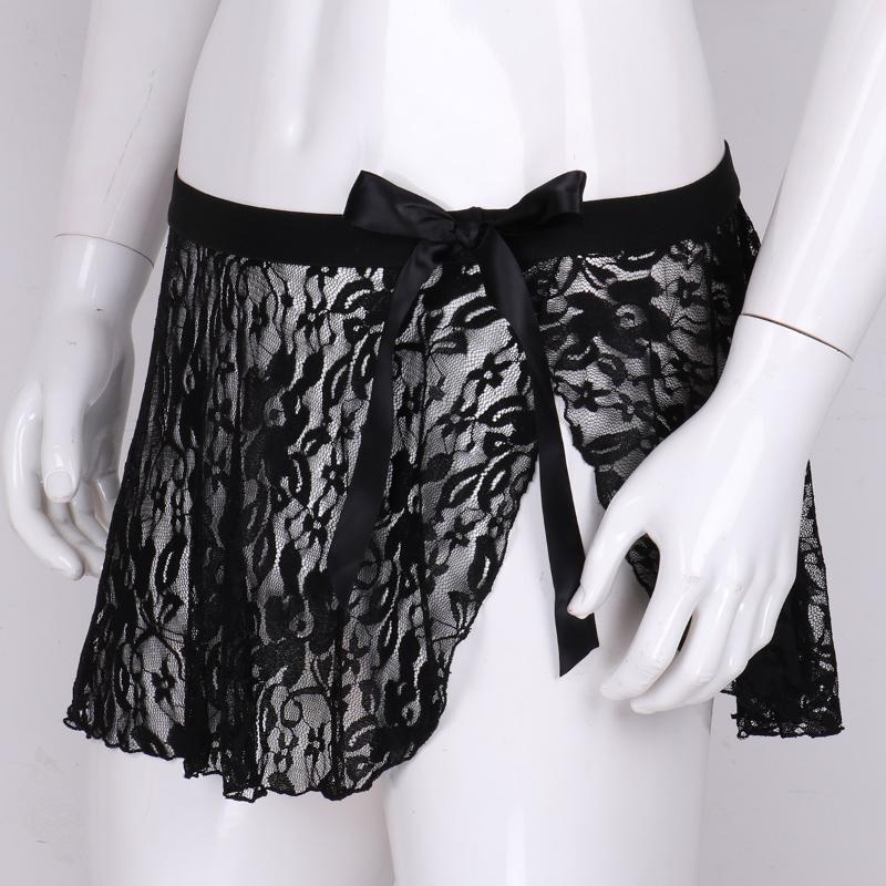 Underpants Mens Sissy Nightwear Briefs Skirt See Through Sheer Lace Lingerie Mid Rise Elastic Waistband Side Split With Bowknot Mini SkirtUn, Black
Underpants Mens Sissy Nightwear Briefs Skirt See Through Sheer Lace Lingerie Mid Rise Elastic Waistband Side Split With Bowknot Mini SkirtUn, Black