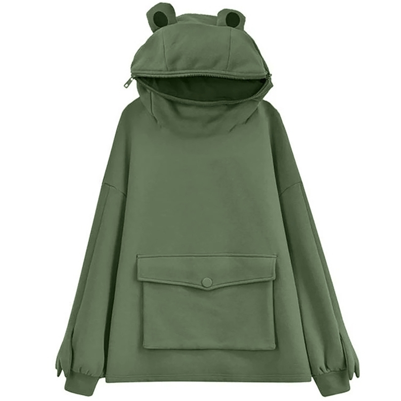 Autumn Winter Frog Hoodie for Women Sweatshirt Solid Color Hooded with Flap Pocket Casual Fashion Lazy Style Coat Loose Top 220812, Green
Autumn Winter Frog Hoodie for Women Sweatshirt Solid Color Hooded with Flap Pocket Casual Fashion Lazy Style Coat Loose Top 220812, Green