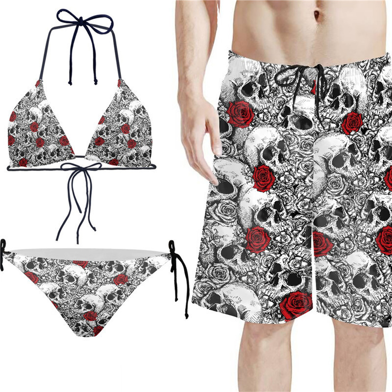 Couple Matching Swimsuit Rose Skull Design Sexy Women Halter Bikini Set Casual Loose Men Shorts Plus Teen Girls Beachwear 220616, Ysfd1102brz34
Couple Matching Swimsuit Rose Skull Design Sexy Women Halter Bikini Set Casual Loose Men Shorts Plus Teen Girls Beachwear 220616, Ysfd1102brz34