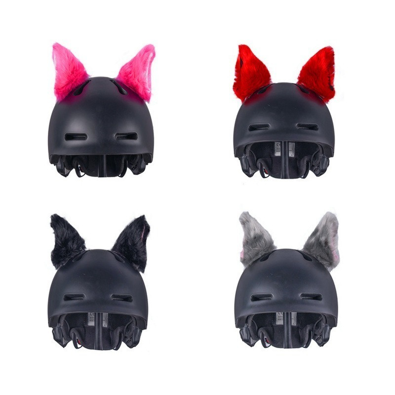Cute Plush Cat Ears Helmet Car Motorcycle Bike Riding Full Face Off Road Helmet Decoration Sticker Auto Styling Accessories
