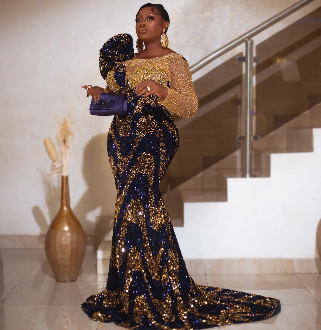 Plus Size Arabic Aso Ebi Luxurious Mermaid Sparkly Prom Dresses Beaded Stylish Evening Formal Party Second Reception Birthday Engagement Gowns Dress Z