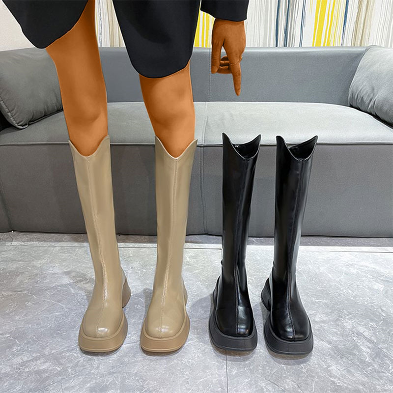 Thick Bottom Women Knee High Boots Female Pu Leather Round Toe Pu Leather Shoes Ladies Soild Zipper Fashion Ankle Boot 2022 NewT220718, Khaki 1
Thick Bottom Women Knee High Boots Female Pu Leather Round Toe Pu Leather Shoes Ladies Soild Zipper Fashion Ankle Boot 2022 NewT220718, Khaki 1