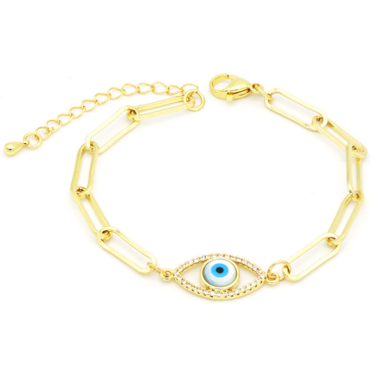 Fashion Gold Plating Brass Evil Eye Charm Bracelet for Women Gift
