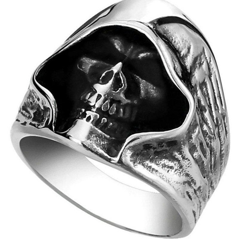 Cool Mexican Style Antique Silver Skull Ring Punk Jewelry for Mens Gift