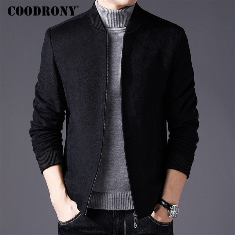 COODRONY Men Coat Winter Thick Warm Wool Coat Men Clothes Slim Fit Pea Coat Mandarin Collar Jacket Overcoat Mens Coats C004 201127