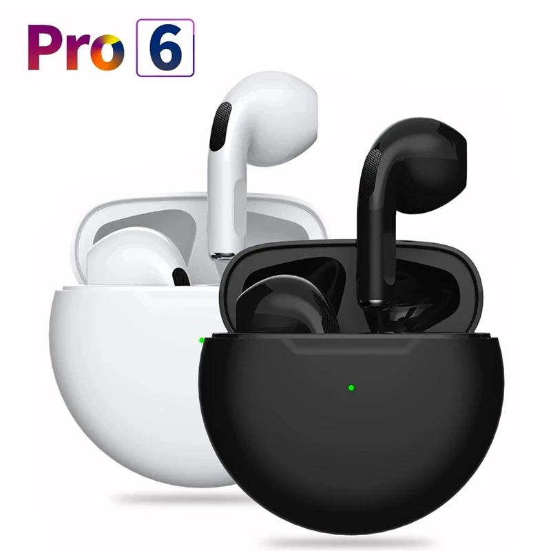 Air Pro 6 TWS Wireless Headphones Earbuds with Mic Fone Bluetooth Earphones Sport Running Earpiece for Smart Mobile Cell Phone, Black
Air Pro 6 TWS Wireless Headphones Earbuds with Mic Fone Bluetooth Earphones Sport Running Earpiece for Smart Mobile Cell Phone, Black
