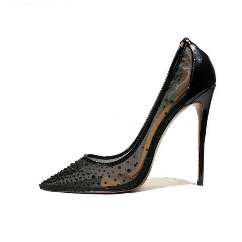 Fshion Black Crystal Red Bottom High Heels Wedding Shoes Bride Womens Pumps Black Mesh Large Shoes Size 45 43 Pointed Toe Ladies Shoes Party, Heel 12cm
Fshion Black Crystal Red Bottom High Heels Wedding Shoes Bride Womens Pumps Black Mesh Large Shoes Size 45 43 Pointed Toe Ladies Shoes Party, Heel 12cm
