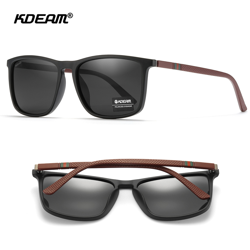 KDEAM All Black Men's Polarized Sunglasses Wear Resistant Square Sun Glasses Driving Overall 145mm Big Size 220407