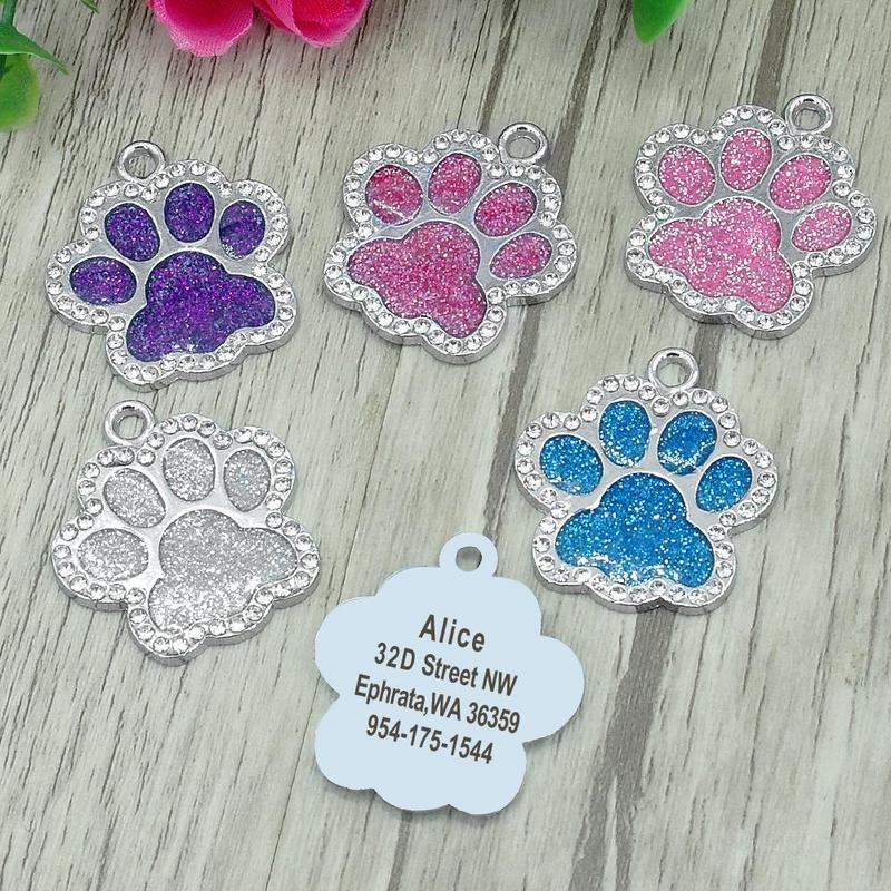 Custom Dog Tag Personalized Pet Dog Collar Accessories Engraved Cat Puppy ID Tag Stainless Steel Paw Nametag Pendant Antilost 220610