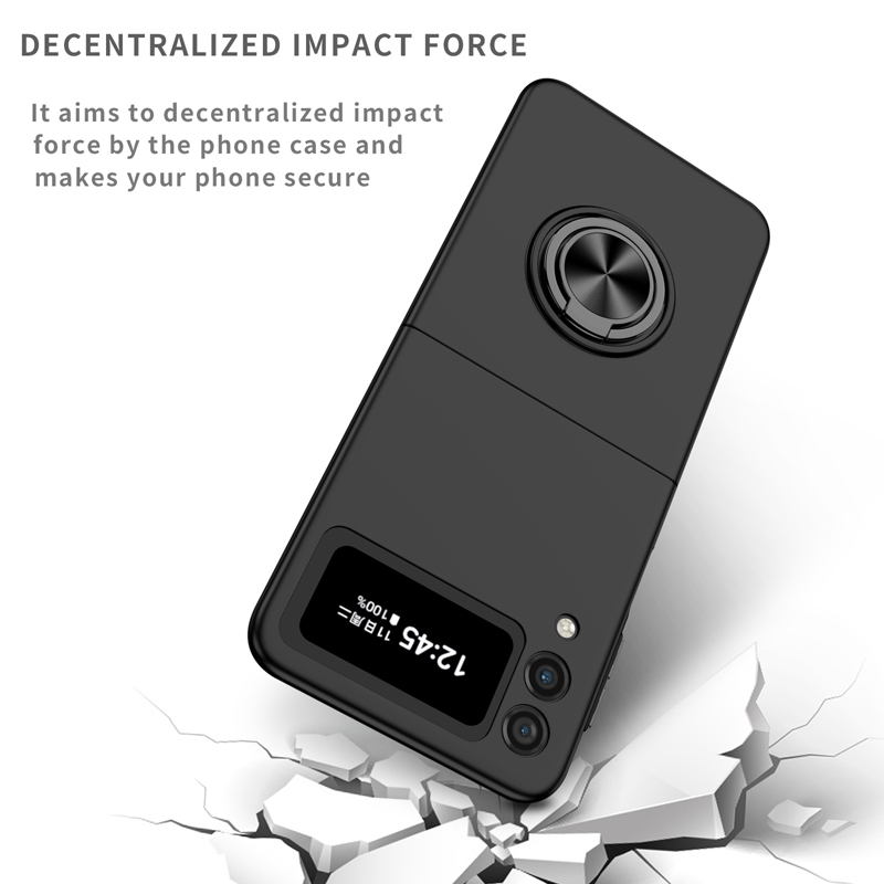 With Finger Ring Hard Phone Case for Galaxy Z Flip 5 Filp3 Z Flip 4 3 5G Flip2 Car Mount Magnetic Holder Protective Skin Cover