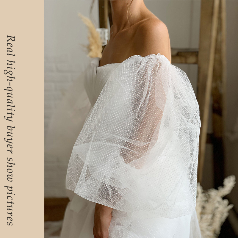 Vestido De Novia New Bride Gowns Detachable Puff Sleeves Wedding Dress Beading Off the Shoulder Tulle Boho Split 2022