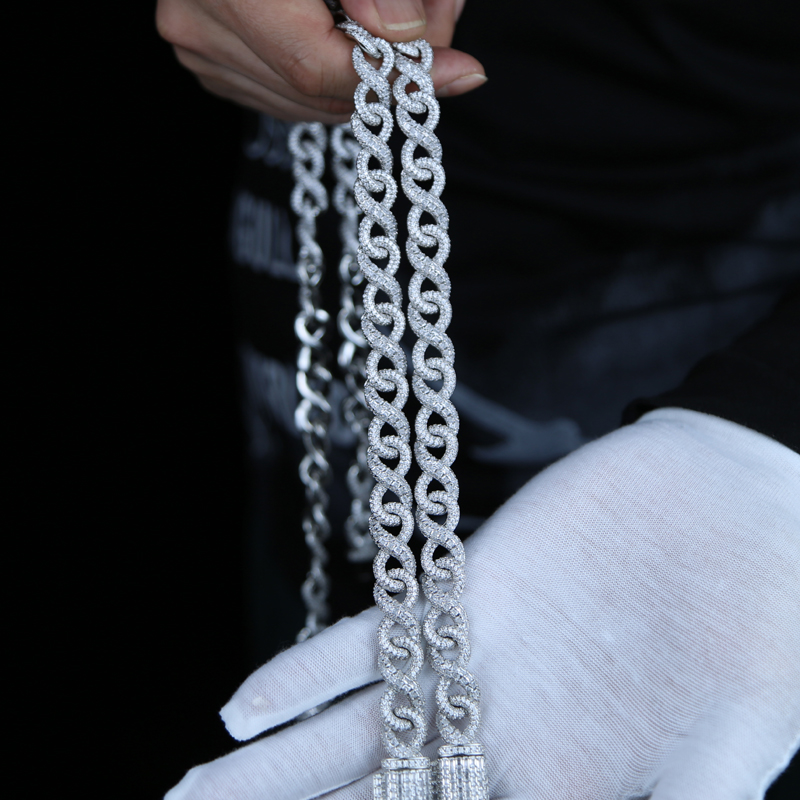 New Arrived High Qulaity Infinity Symbol Necklace Bling 5A Cubic Zirconia CZ Punk Jewelry with Flip Button 8 Heavy Cuban Chain hip hop jewelry