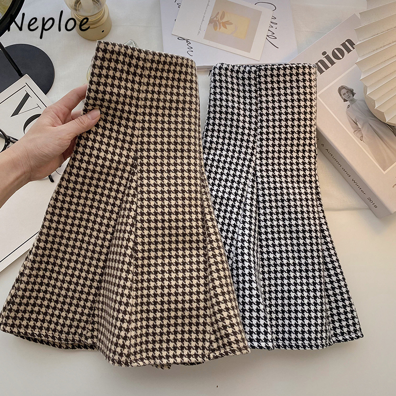 Neploe Retro Plaid Pleated Skirts Autumn Korean Style Fashion Mini Skirt Woman High Waist A-line Mujer Faldas 220322