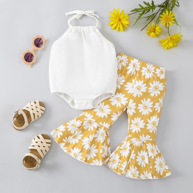 Clothing Sets CitgeeSummer Infant Baby Girl Clothes Set Solid Ribbed Sleeveless Neck Romper Floral Print Elastic Waist Flare Pants SuitCloth
Clothing Sets CitgeeSummer Infant Baby Girl Clothes Set Solid Ribbed Sleeveless Neck Romper Floral Print Elastic Waist Flare Pants SuitCloth