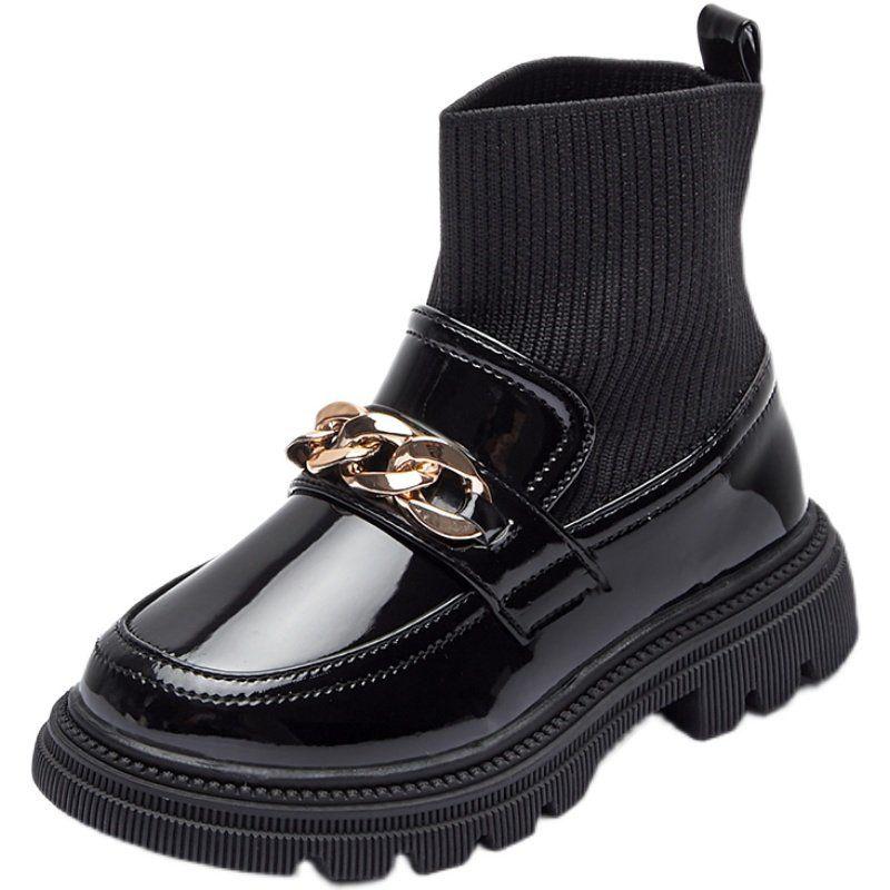 Boots Metal Chain Girls Boys Fashion PU Leather Knitting Patchwork Slip On Kids Socks Shoes Anti Children Ankle 26-36, Black
Boots Metal Chain Girls Boys Fashion PU Leather Knitting Patchwork Slip On Kids Socks Shoes Anti Children Ankle 26-36, Black