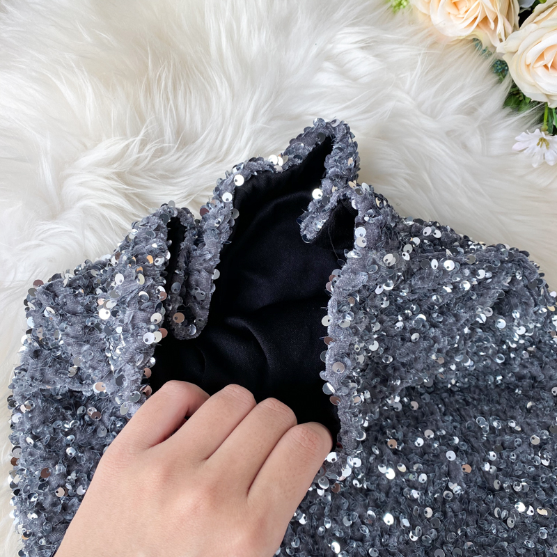 Fitaylor Women Spring Sexy Sequins Slim Shinny Skirt Autumn Trend High Waist Skirts Korean Elegant Mid Length Bodycon Jupe 220322