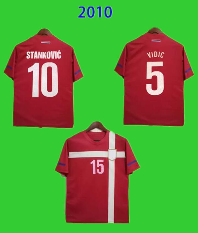 2010 Serbia Retro Soccer jerseys home red Vintage football Shirt 10 Classic S-2XL top quality KRASIC VIDIC ZIGIC IVANOVIC JOVANOVIC NINKOVIC Men Kits uniform