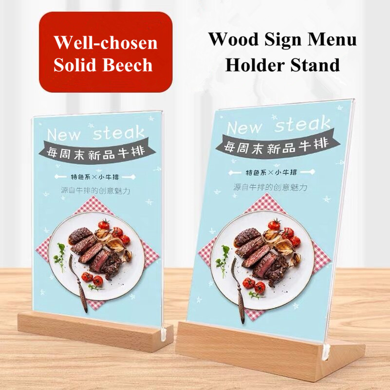 A6 T / L Shape Table Signboard Double-sided Acrylic Sign Holder Display Card Rack Menu Paper Holder Stand