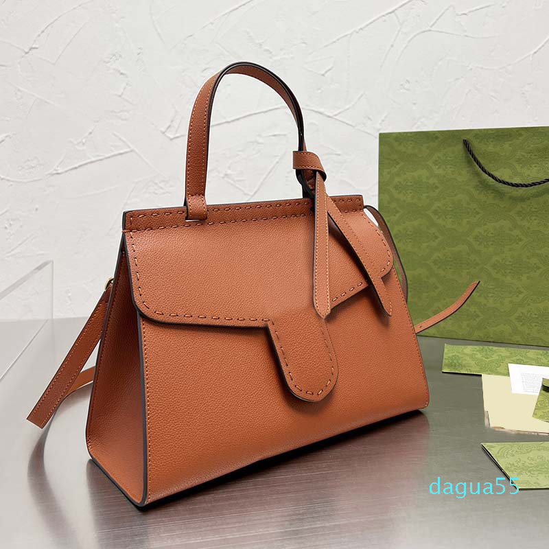 Handbag Shoulder Bag Cross Body Bags Women Tote Genuine Leather Lichee Pattern Metal Hardware Letter Flap Hasp Removable Shoulder Strap Inte