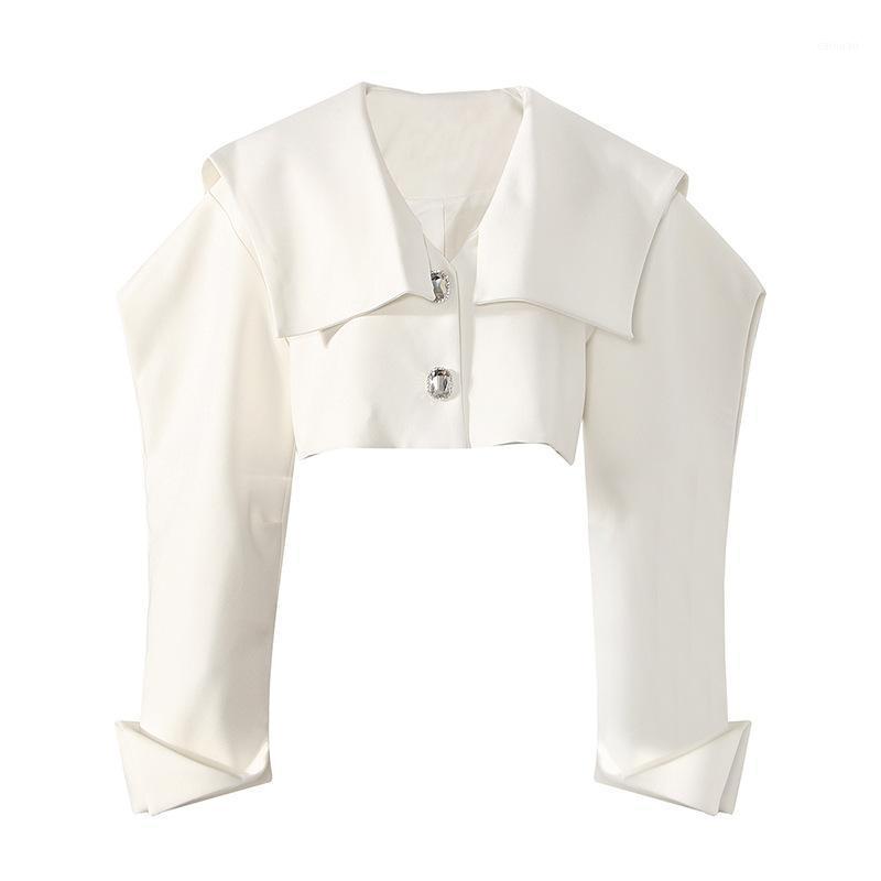 Women' Jackets Minority Design Top Autumn Navy Collar Three-dimensional Sleeve Bright Diamond Button Fashion Short Coat, White
Women' Jackets Minority Design Top Autumn Navy Collar Three-dimensional Sleeve Bright Diamond Button Fashion Short Coat, White