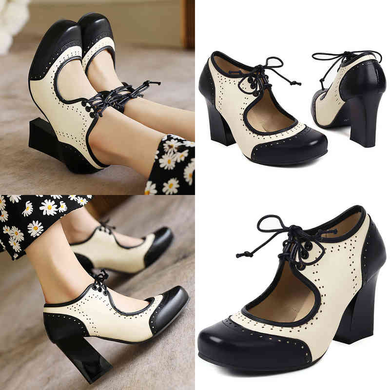 Dress Shoes British Style Square Heels Pumps Women 2022 Hollow Lace Up High Woman Mixed Color Party Zapatos De Mujer 43 220425, Black
Dress Shoes British Style Square Heels Pumps Women 2022 Hollow Lace Up High Woman Mixed Color Party Zapatos De Mujer 43 220425, Black