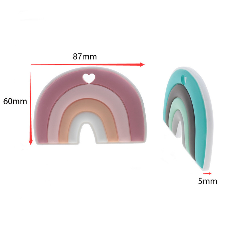10pcs Rainbow Teethers For Babies Silicone Teether For Teeth Pacifier Chain Accessories Teeth Care Baby Shower Gifts BPA Free 220407