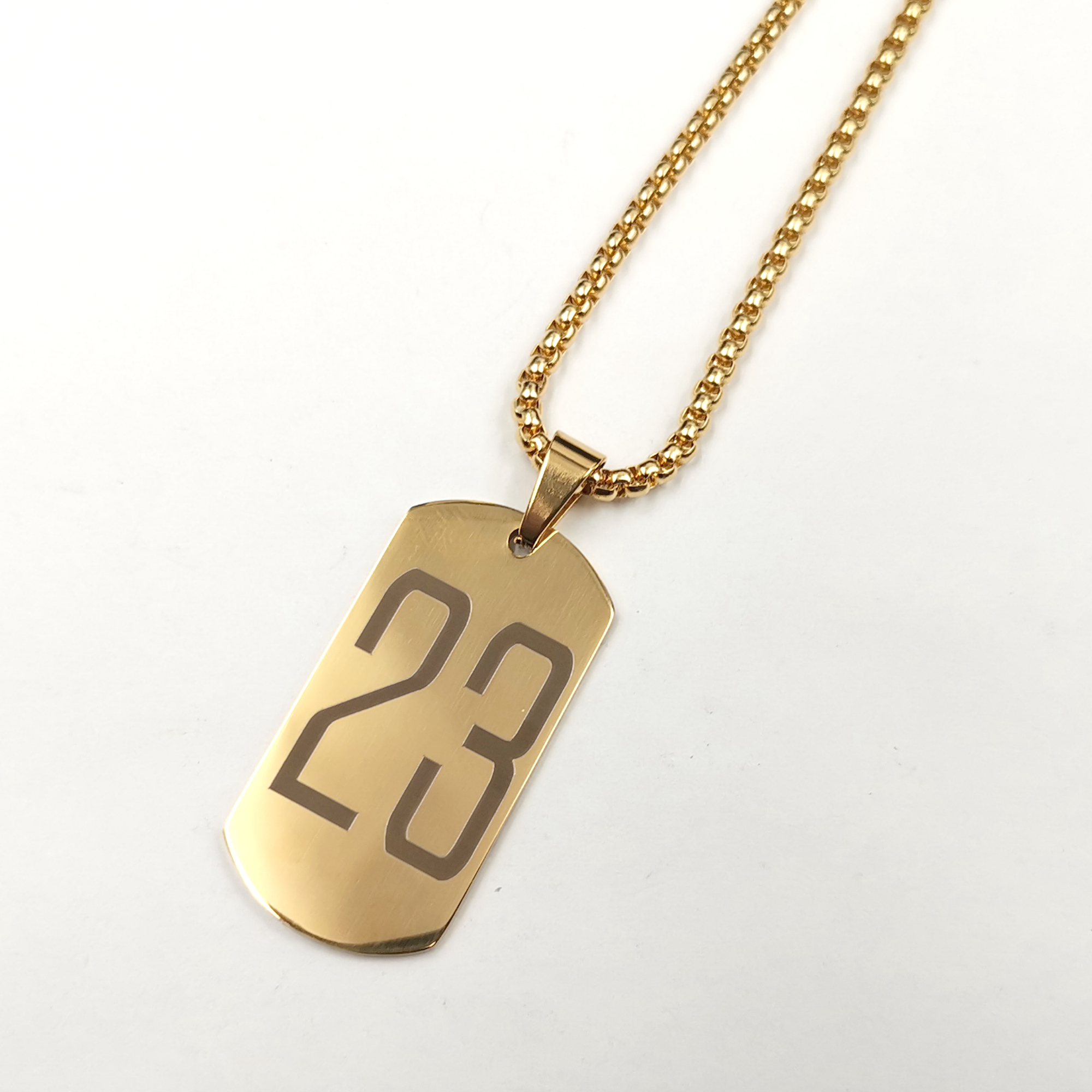 Personalized Sports Number Necklace Baseball Football Basketball Fan Teen - Lucky NumbeDog Tag Charm Gifts 24''