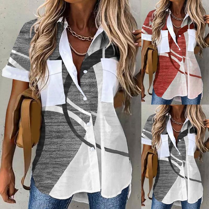 Women' Blouses & Shirts Women Short Sleeve Top Turn Down Collar Button Blouse Flower Printed Loose Fashion Shirt Silk ShirtWomen, Red
Women' Blouses & Shirts Women Short Sleeve Top Turn Down Collar Button Blouse Flower Printed Loose Fashion Shirt Silk ShirtWomen, Red