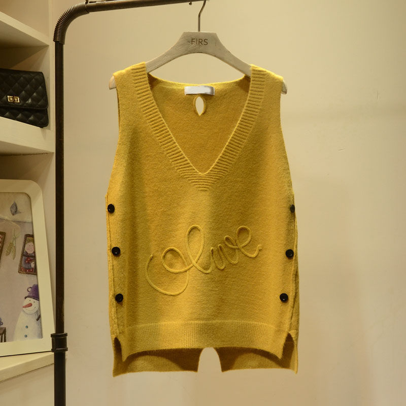 Woman Short Sleeveless Knitted Sweater Vest Waistcoat Side Buttons Casual Vest Female Pullover Plus Size Fashion Autumn Lady Top, Yellow
Woman Short Sleeveless Knitted Sweater Vest Waistcoat Side Buttons Casual Vest Female Pullover Plus Size Fashion Autumn Lady Top, Yellow