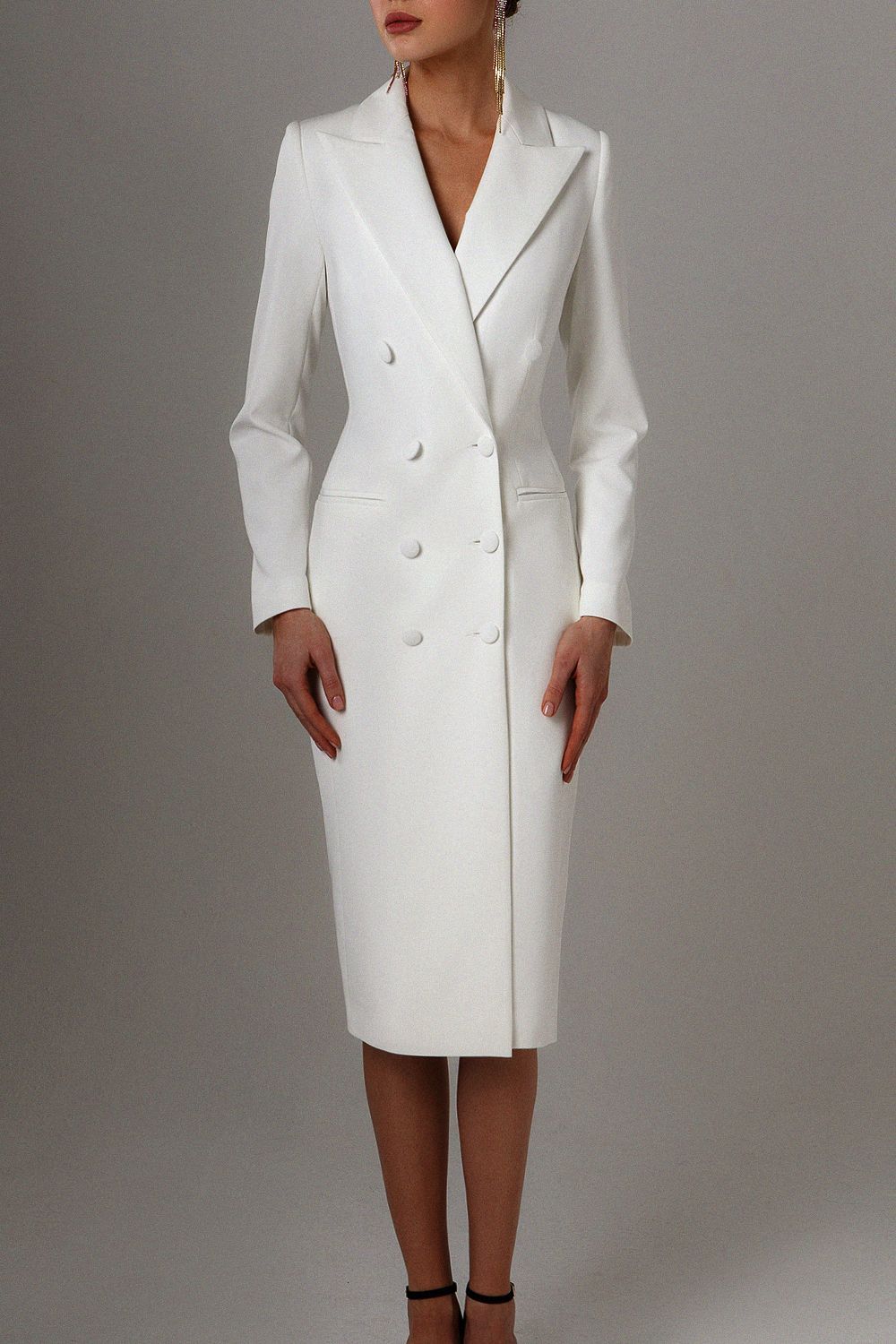 Autumn White Double Breasted Women outfit Long Jacket Suits Ladies Prom Evening Guest Formal Wear Custom Made