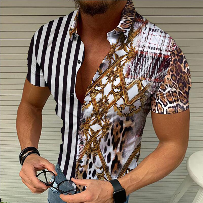 Shirts Summer Fashion Striped Stitching 3D Printing Casual Short Sleeves Luxury Cardigan Street Hip Hop Mens Clothing 220614, Photo color
Shirts Summer Fashion Striped Stitching 3D Printing Casual Short Sleeves Luxury Cardigan Street Hip Hop Mens Clothing 220614, Photo color