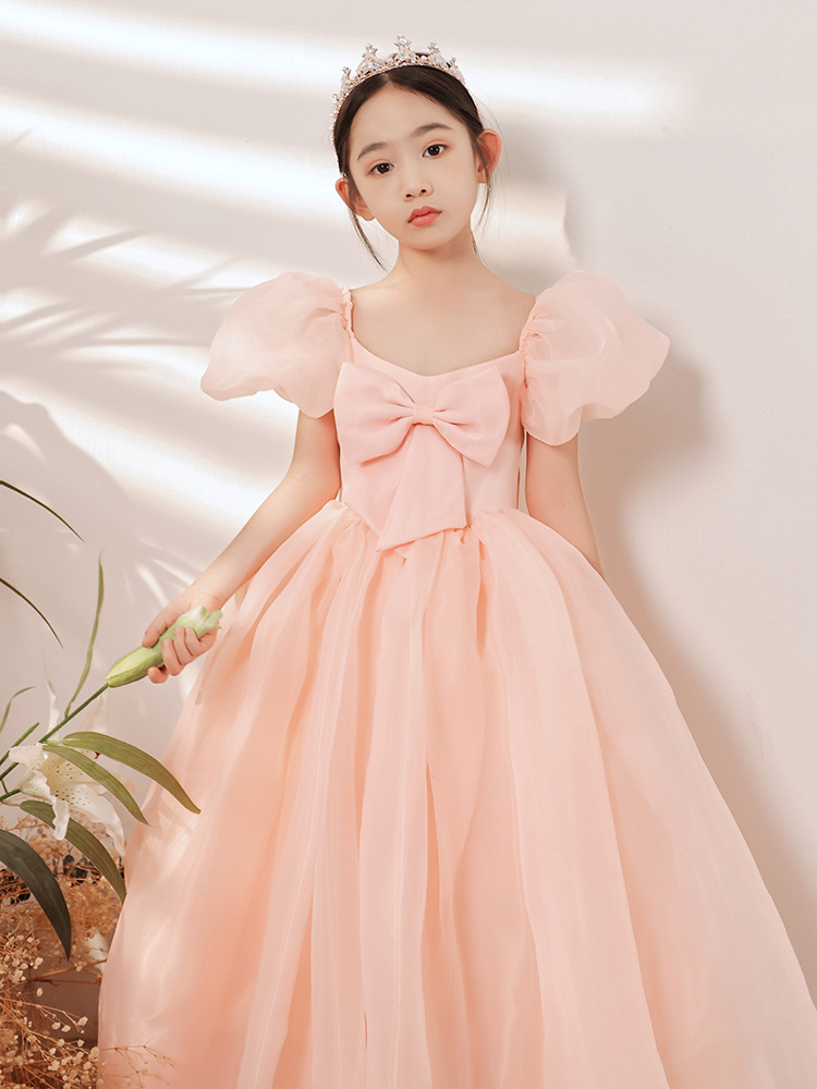 2-14 Years Lace Tulle Flower Girl Bows Children's First Holy Communion Dress Princess Ball Gown Wedding Pageant Party Dresses