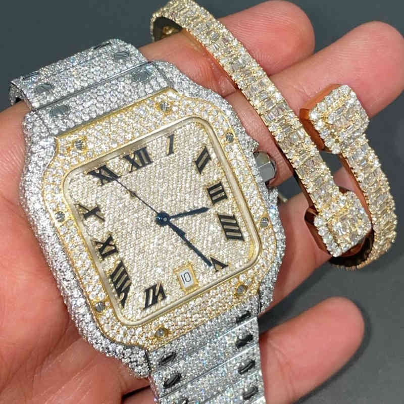 Watch Set Luxury Quartz Watch Iced Out Cz Diamond Bracelet Mens Digital Watch Bands Jewelry, Rose-1
Watch Set Luxury Quartz Watch Iced Out Cz Diamond Bracelet Mens Digital Watch Bands Jewelry, Rose-1