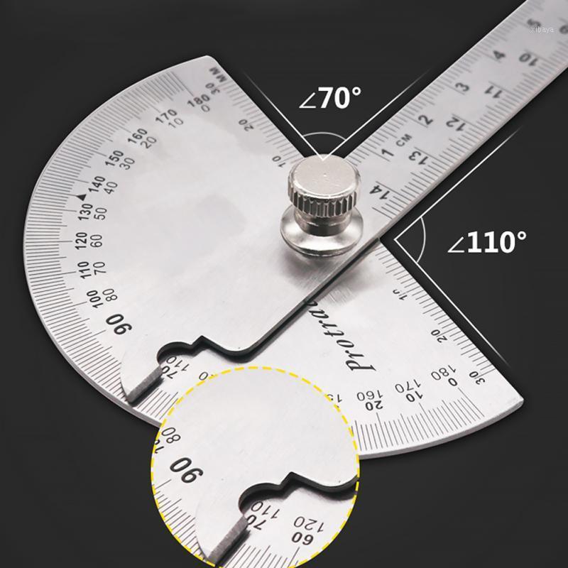 Professional Hand Tool Sets 15cm/20cm Stainless Steel Round Head 180 Degree Protractor Angle Finder Rotary Measuring Ruler Machinist Craftsm