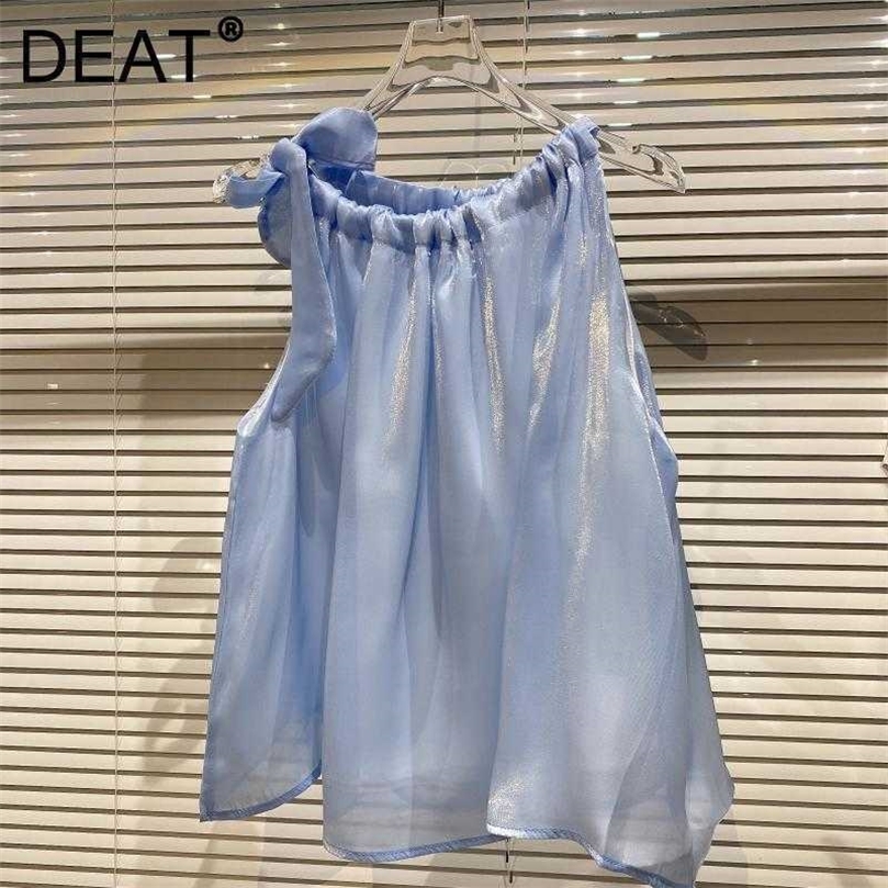 DEAT Women Chiffon Bandage T-shirt Solid Color Slash Neck Sleeveless Temperament Fashion Spring Summer 11D1370 210709, White
DEAT Women Chiffon Bandage T-shirt Solid Color Slash Neck Sleeveless Temperament Fashion Spring Summer 11D1370 210709, White