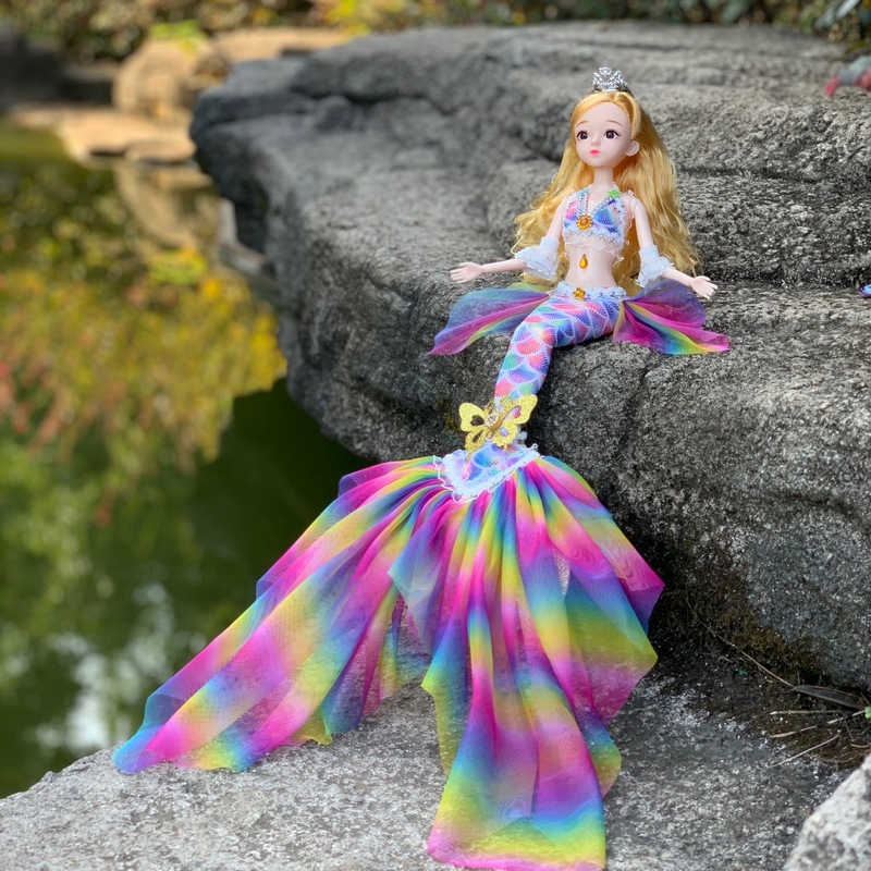 Dolls Fashion 30 Cm Bjd 13 Joint Movable 1/6 Wedding Mermaid 3D Eye Clothes Detachable Dress-up Toy Girl Birthday Gift 220826
