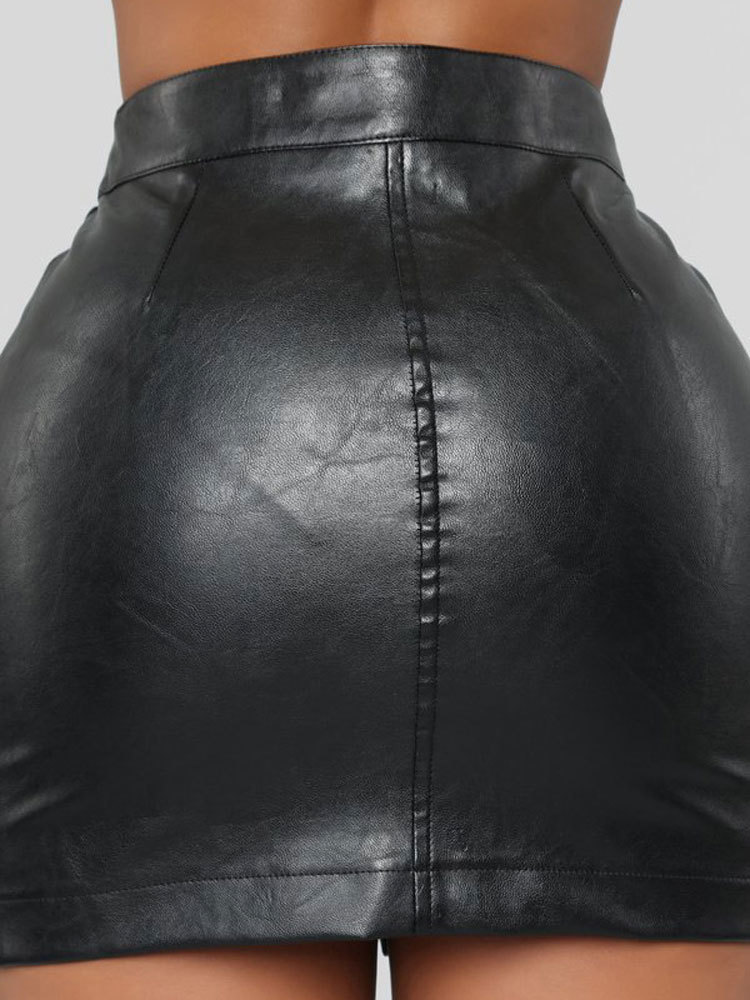 Zipper PU Hip Package Women's Mini Skirt Sexy High Waist Split Black Short Skirts For Woman Autumn Summer Female Bottoms 220317
