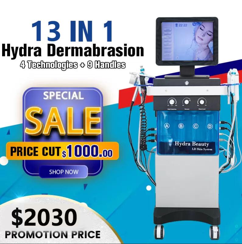 SPA use 13 In 1 Oxygen Jet Hydra Dermabrasion Diamond Microdermabrasion Machine Hydro Pigmentation Acne Treatment Skin Cleansing Spa Equipment