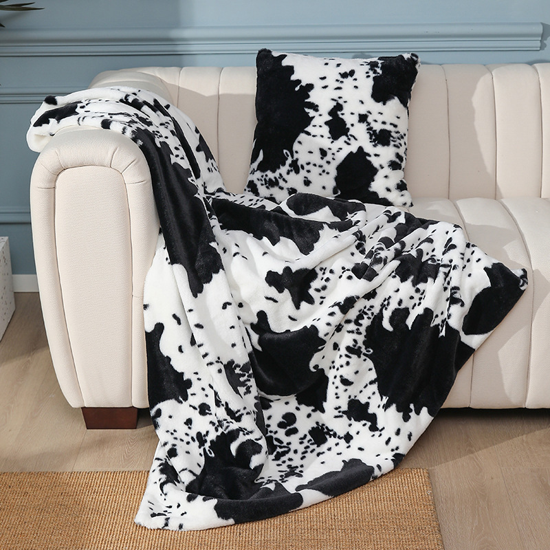 Cow Print Throw Ins Animal Fur Thick Soft Warm Blankets For Bed Sofa Cover Office Air Conditioning Lunch Break Shawl Kids Adults 220505