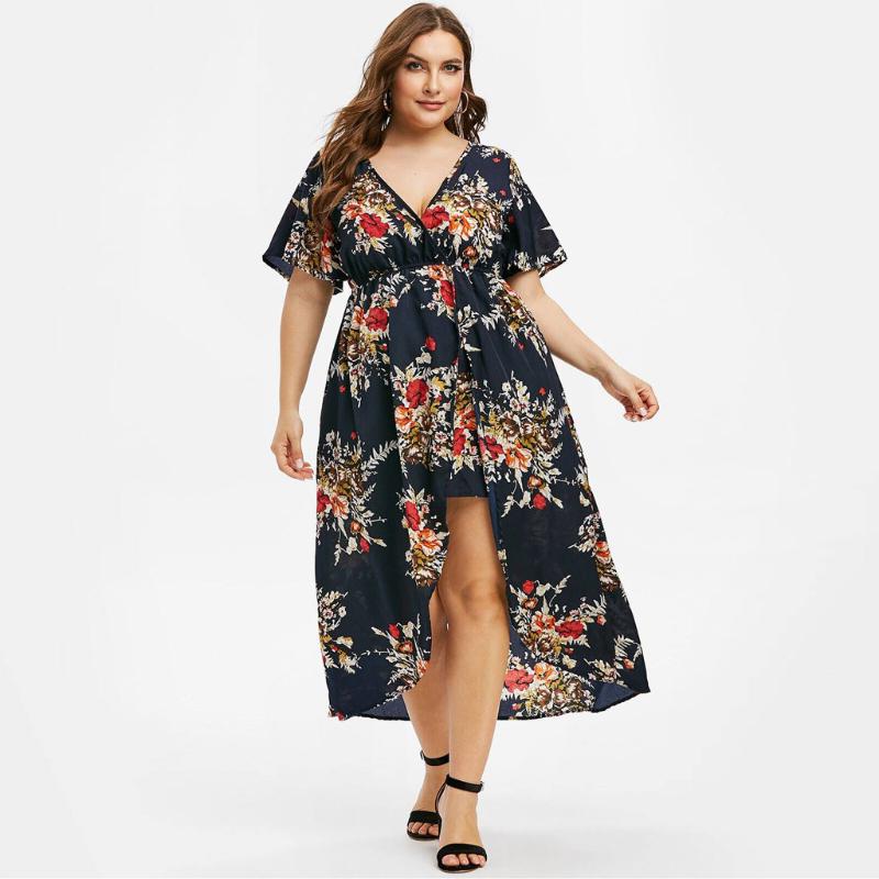 Plus Size Dresses Fashion Women Boho Dress Floral Printed Bandage Split Flowy Party Short Sleeve Bell High Low Maxi, Black
Plus Size Dresses Fashion Women Boho Dress Floral Printed Bandage Split Flowy Party Short Sleeve Bell High Low Maxi, Black