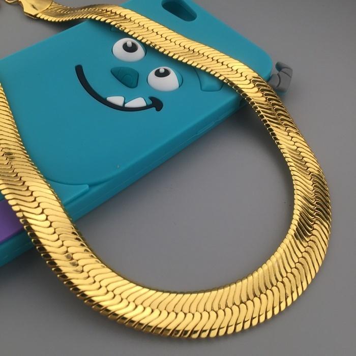 Chains Solid 18K Yellow Gold Filled 10mm Flat Herringbone Chain Necklace For Women MenChains4285658293y