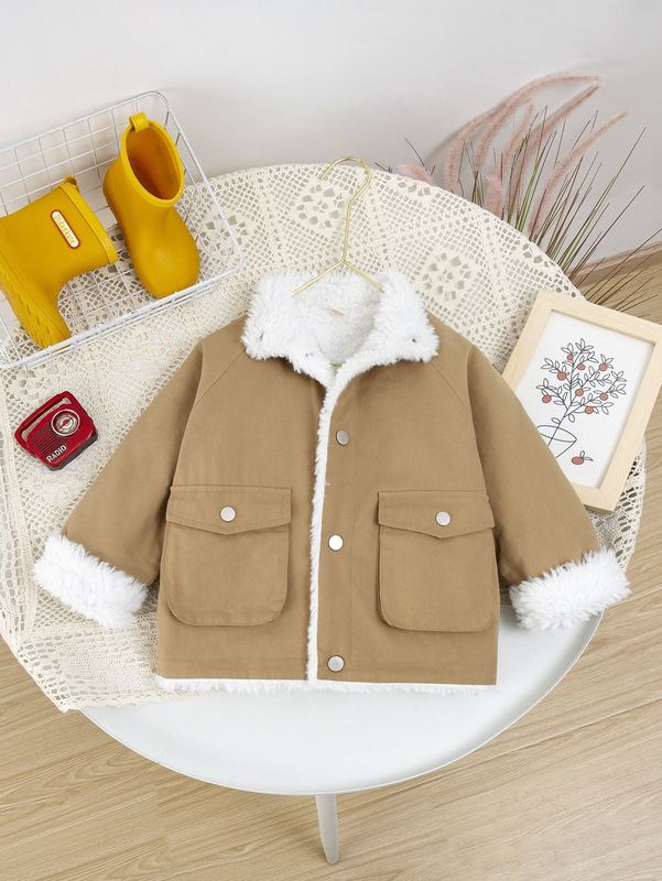 Toddler Boys Teddy Lined Raglan Sleeve Coat SHE