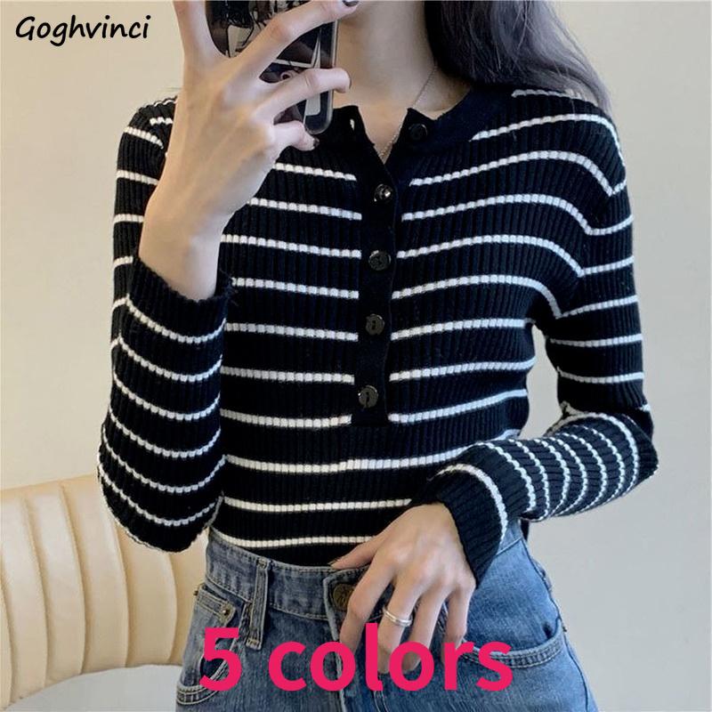 Women' T-Shirt Striped Women Long Sleeve T-shirts Button Pullover Skinny Sexy Knitted Spring Retro Gentle Korean Style Elegant Chic TopsWom, Black 
Women' T-Shirt Striped Women Long Sleeve T-shirts Button Pullover Skinny Sexy Knitted Spring Retro Gentle Korean Style Elegant Chic TopsWom, Black