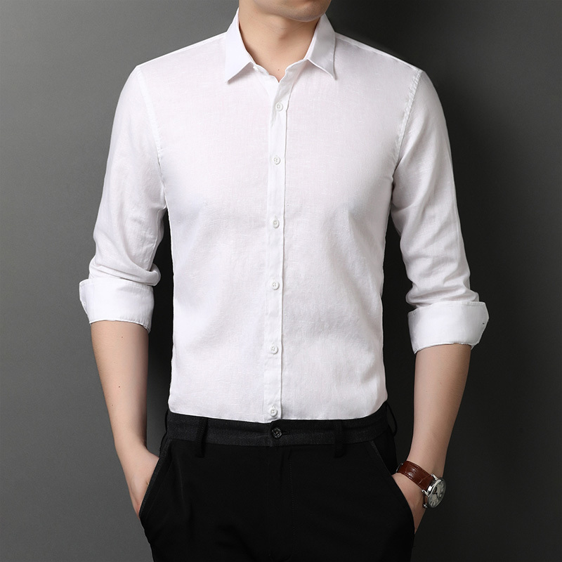 spring autumn men solid color long-sleeved shirt men's business casual shirts 1768 220322