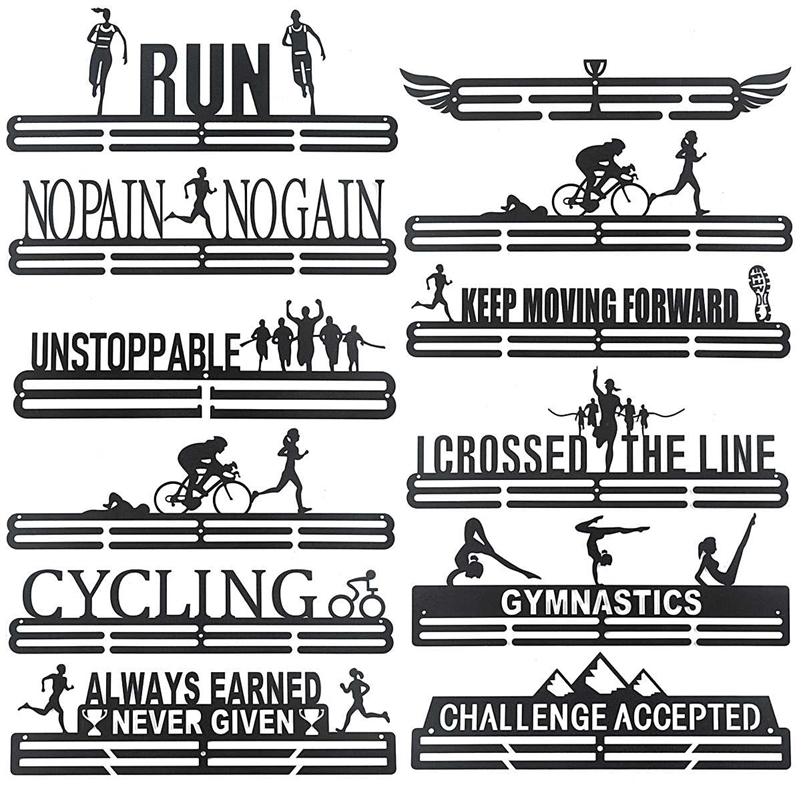 12 Type Multi-Style Medal Hanging Holder Rack Hanger Bracket Wall Hooks Iron Triathlon Running Sport Challenge Home Office Decor 220517