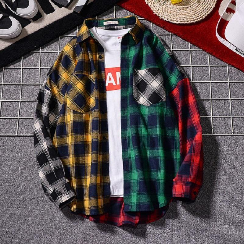 Japanese Fashion Button Down Shirts For Men Couple Style Plaid Long-sleeved Shirt Loose Color Matching Hip-hop Trend Thin Men' Casual, Color block
Japanese Fashion Button Down Shirts For Men Couple Style Plaid Long-sleeved Shirt Loose Color Matching Hip-hop Trend Thin Men' Casual, Color block