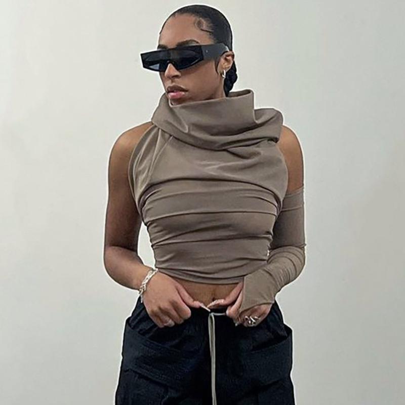 Women' T-Shirt Pile Collar Backless Streetwear Women T-shirts Sleeveless Hooded Vintage Solid Crop Tops Slim Casual Fashion ClothingWomen, Brown
Women' T-Shirt Pile Collar Backless Streetwear Women T-shirts Sleeveless Hooded Vintage Solid Crop Tops Slim Casual Fashion ClothingWomen, Brown