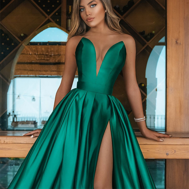 New Sexy V-Neck style Evening Dresses Vestido De Festa Prom Gowns Vestidos Elegante Party Night Dress